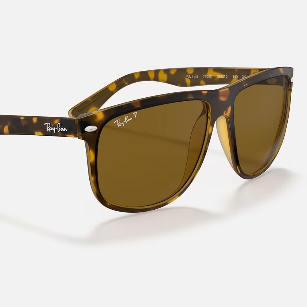 Ray Ban Polarized Boyfriend Sunglasses in Polished Light Havana